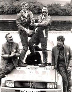 Benedick Blythe as David Savage and William McBain as Ronnie Coates, flanked by Tony Melody and Graham Fellows